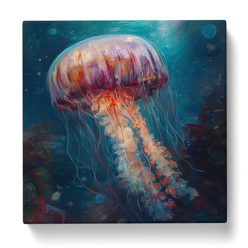 Jellyfish Post-Impressionism - No Frame Print, 35cm H x 35cm W x 3cm D