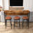 3-Drawer Long Dining Table Set with Power Outlets, Bar Kitchen Table Set with Circular PU Stools, Easy Assemble,Brown-1522699426-1522699428