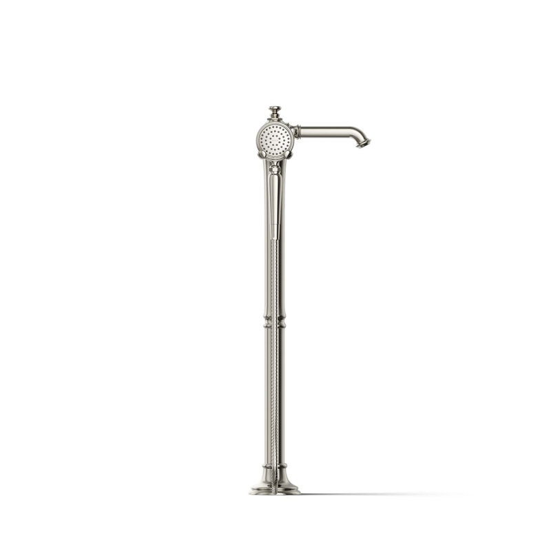 Artifacts Single Handle Floor Mounted Clawfoot Tub Faucet, Vibrant Polished Nickel