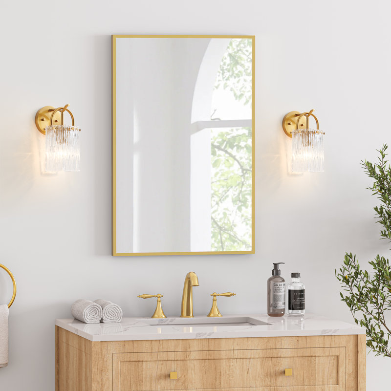 1- Light Wall Sconce with Textured Glass Shade, Brushed Gold