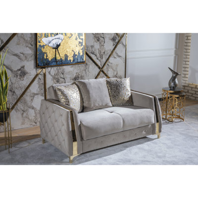 Modern Style Taupe Equipped With Bed Mechanism For More Sleeping Opportunities, Under - Seat Storage Keeping Goods, And 100% Upholstered Cushioning Stuff,