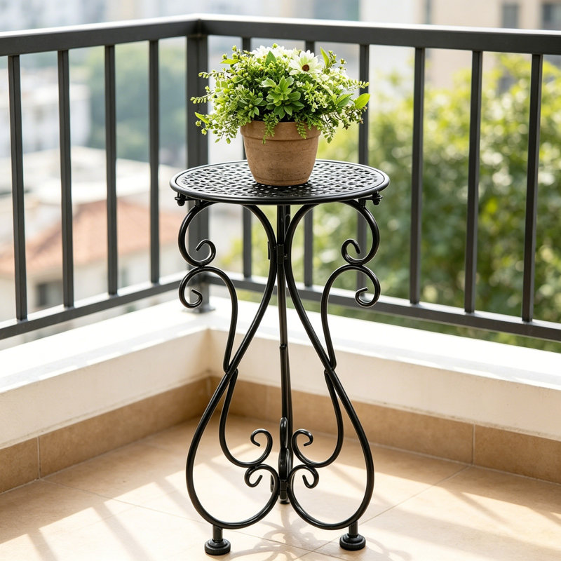 Support pour plante simple en fer forgé noir de 17,02 pouces, polyvalent et simple, convenant à la fois au balcon, au coin de la cour et à l'intérieur / extérieur.