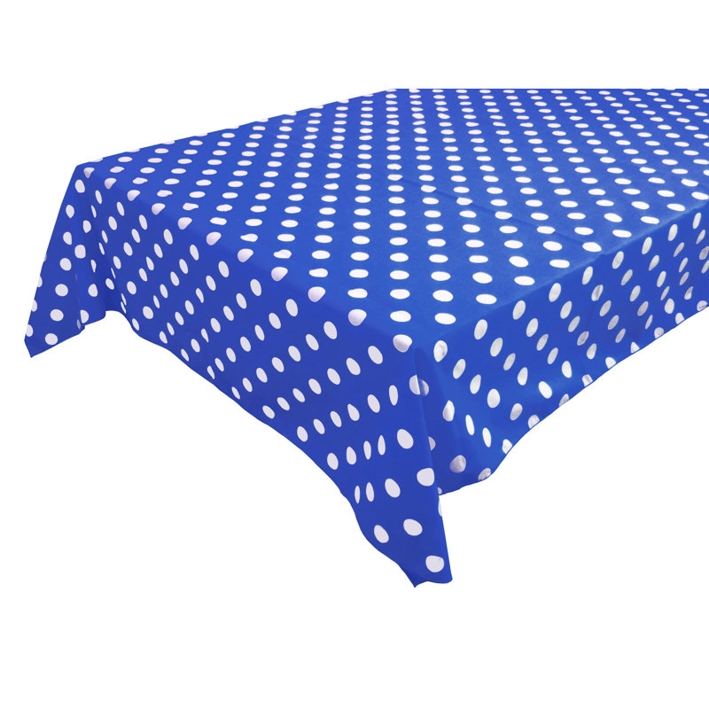 Polka Dots Print Tablecloths, 96" L x 58" W, White/RoyalBlue