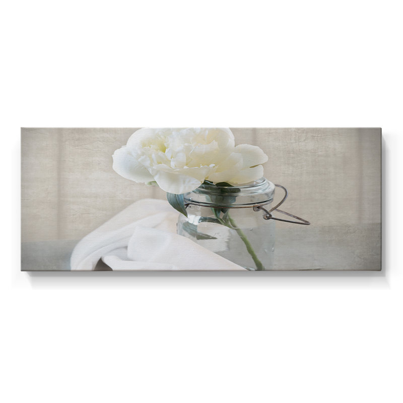 Pot Mason Bloom I - Toile tendue avec châssis - Prêt à accrocher, H 12 po x l 30 po