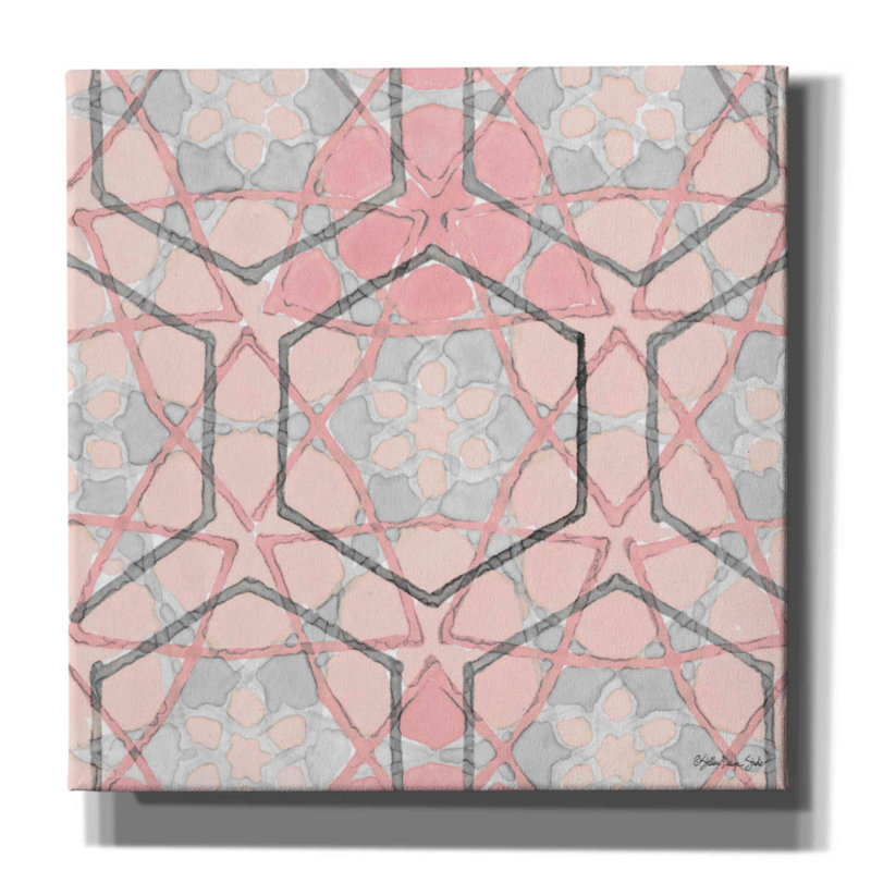«Pink and Gray Motif 1» par Stellar Design Studio, art mural sur toile, H 37 po x l 37 po x P 1,5 po