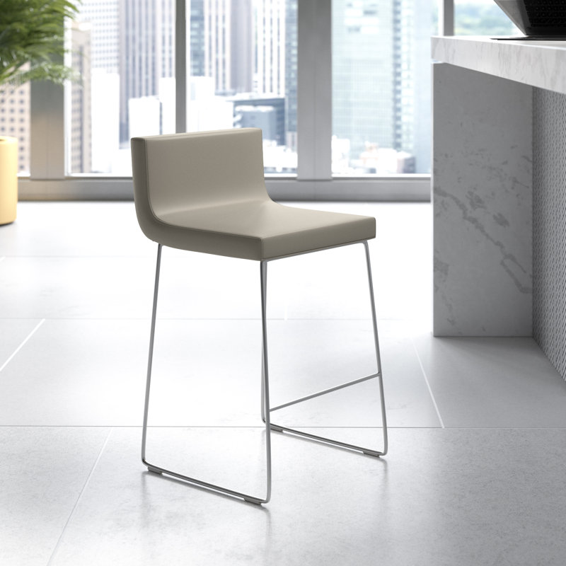 Tabouret de comptoir 25,5 po Gladwell, Similicuir gris clair (050)-bar/chrome