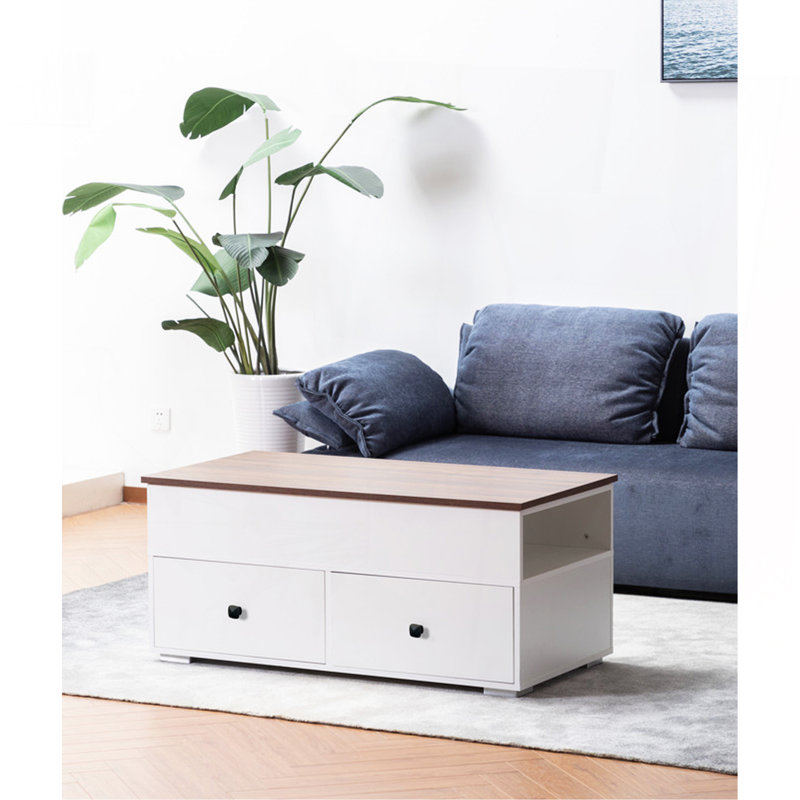 Table basse 45,5 po à plateau relevable blanc