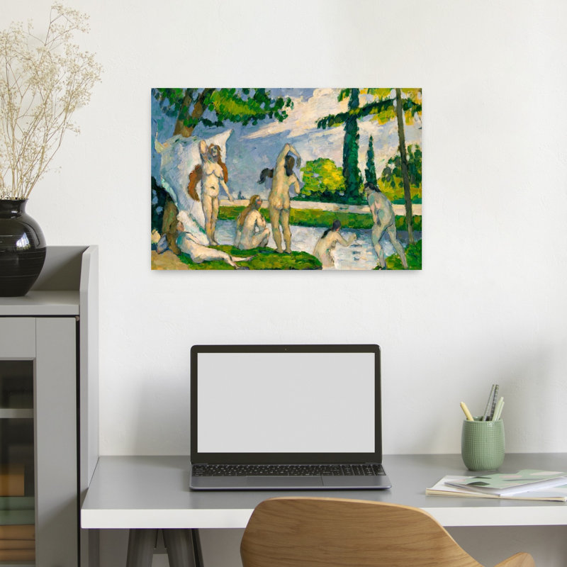 Bathers, 1874-75 Impressionist Abstract Contemporary Landscape Tree Wall Art Print, 40.64cm H x 60.96cm W
