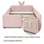 Structure de lit rembourrée pour enfants avec rails de sécurité et rangement, lit de plancher Boucle avec tête de lit et garde-corps, rose, double-1213539959-1213539960