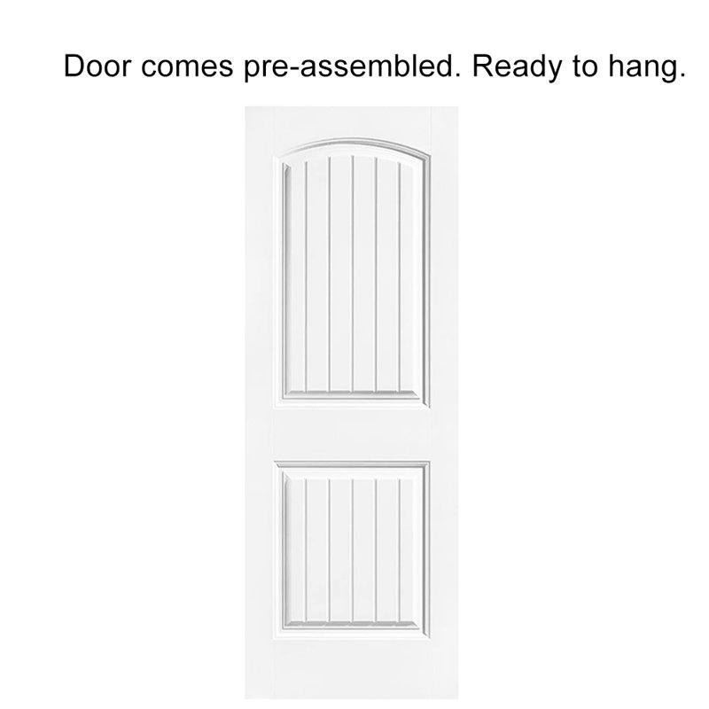Camber Top Panelled Dignity Blue Stained Composite Mdf Double Barn Door Slab With Hardware Kit, White/Dark Coffee