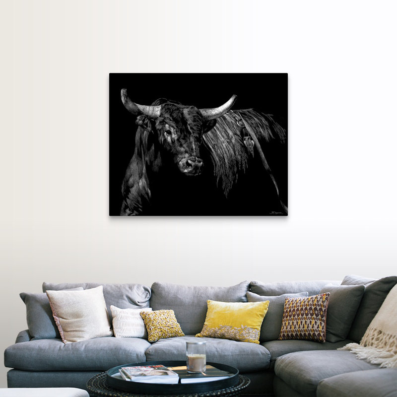 « Bringé Rodeo Bull » par Julie Chapman-impression, H 36 po x l 45 po x P 1,25 po, Toile tendue