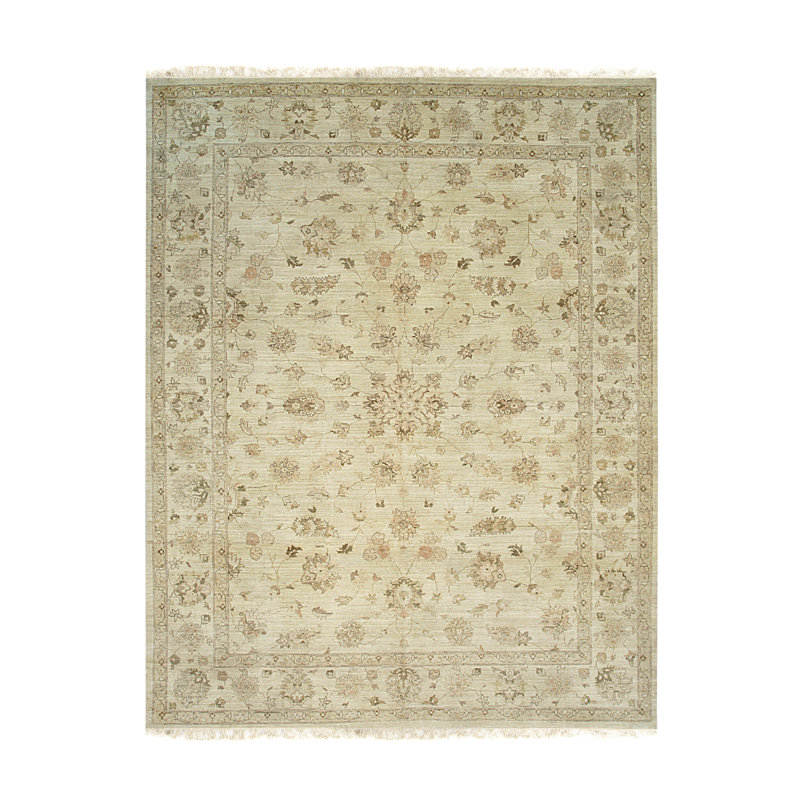 Beige Hand Knotted Wool Rug