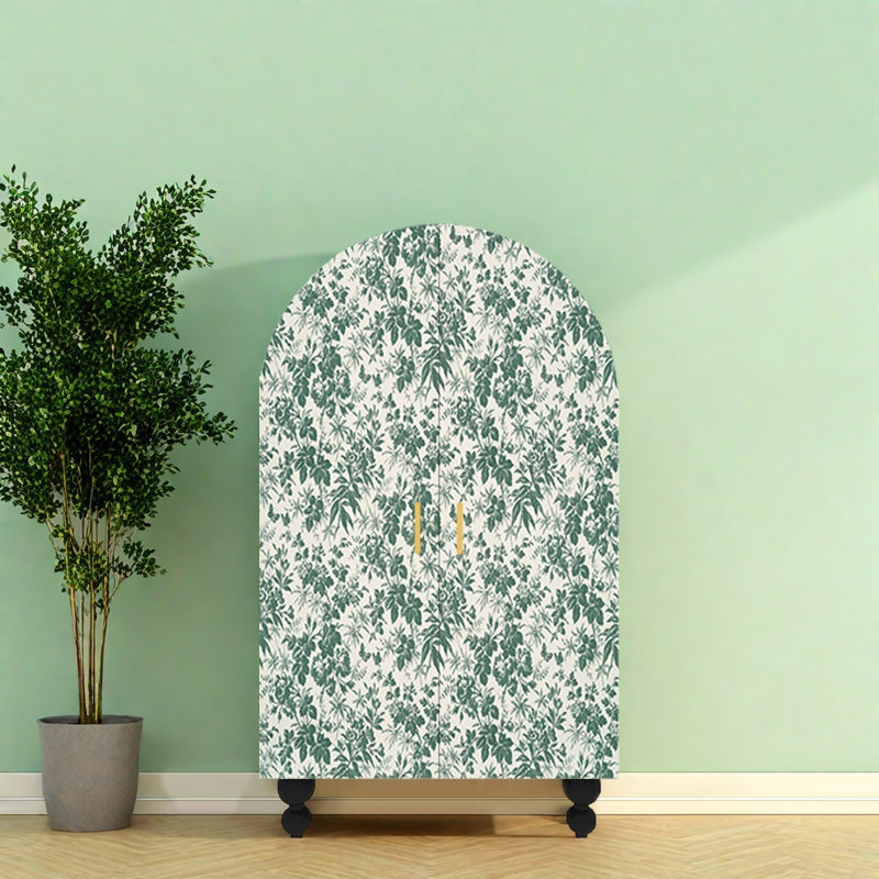 Armoire de rangement de luxe à lumière française, Noir/vert