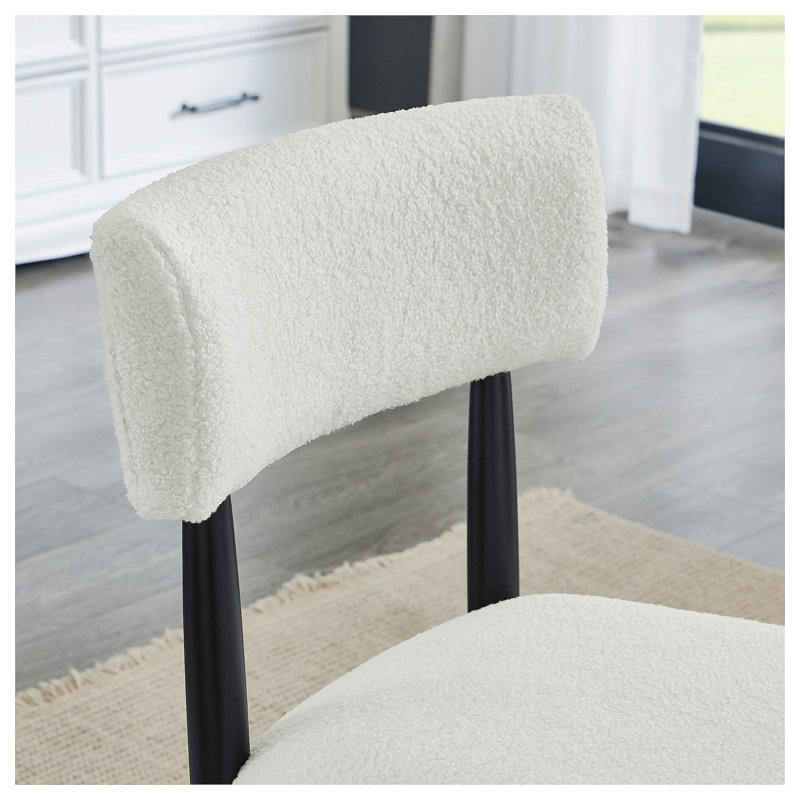 Ebern Designs Kareem Boucle Upholstered Dining Chairs, Matte Black