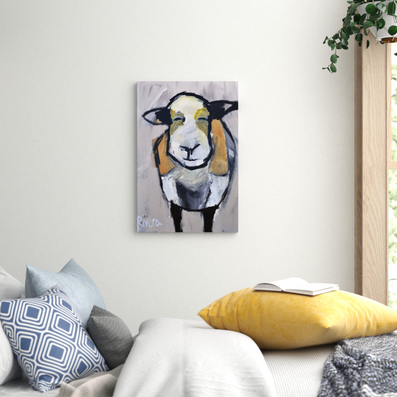 Grinning Sheep by Michelle Rivera - Wrapped Canvas Painting, 76cm H x 51cm W x 3.81cm D