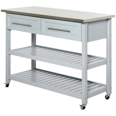 Stylish Kitchen Island With Stainless Steel Top And Ample Storage, Perfect For Modern And Traditional Kitchens
