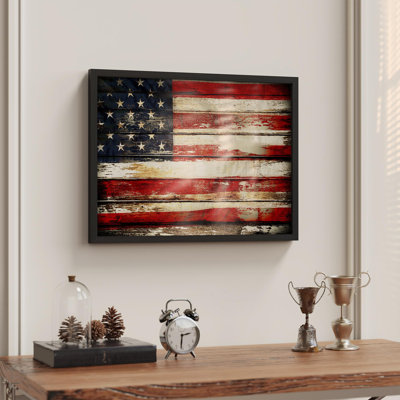 " Grunge American Flag With Brown Highlights Nature Modern Illustration Small Decor Modern Art Work "