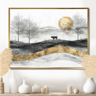 Cow Into A Bold Farm Landscape IV - Farm Canvas Wall Art