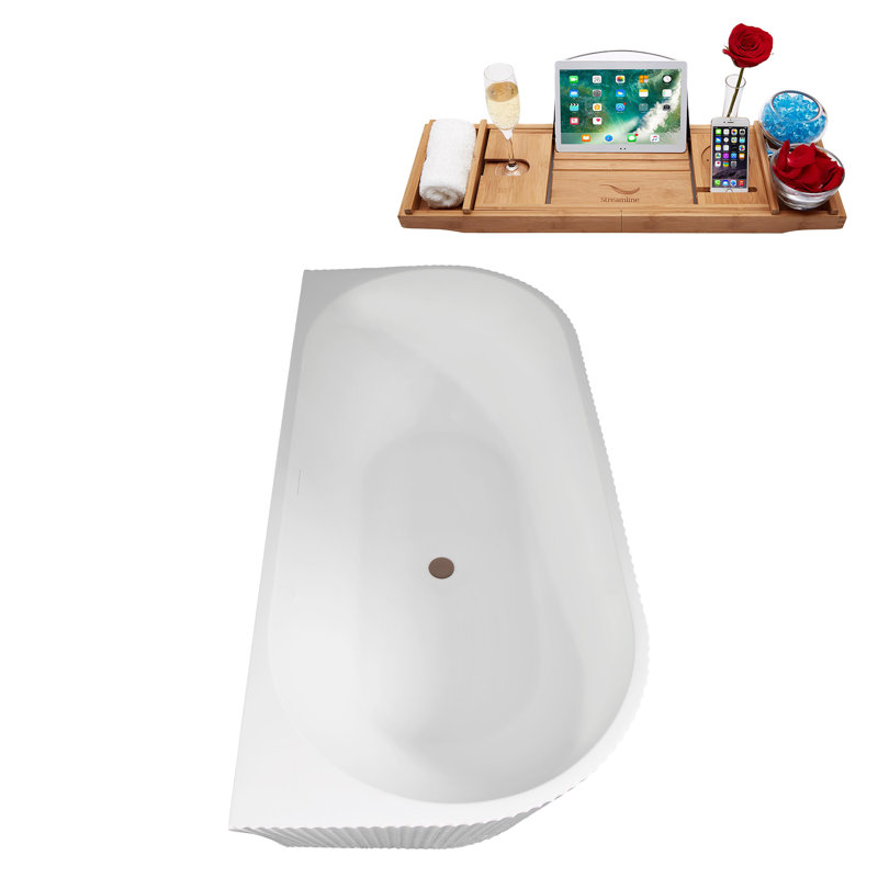 Baignoire autoportante 67 "avec drain interne Streamline, Bronze huilé mat