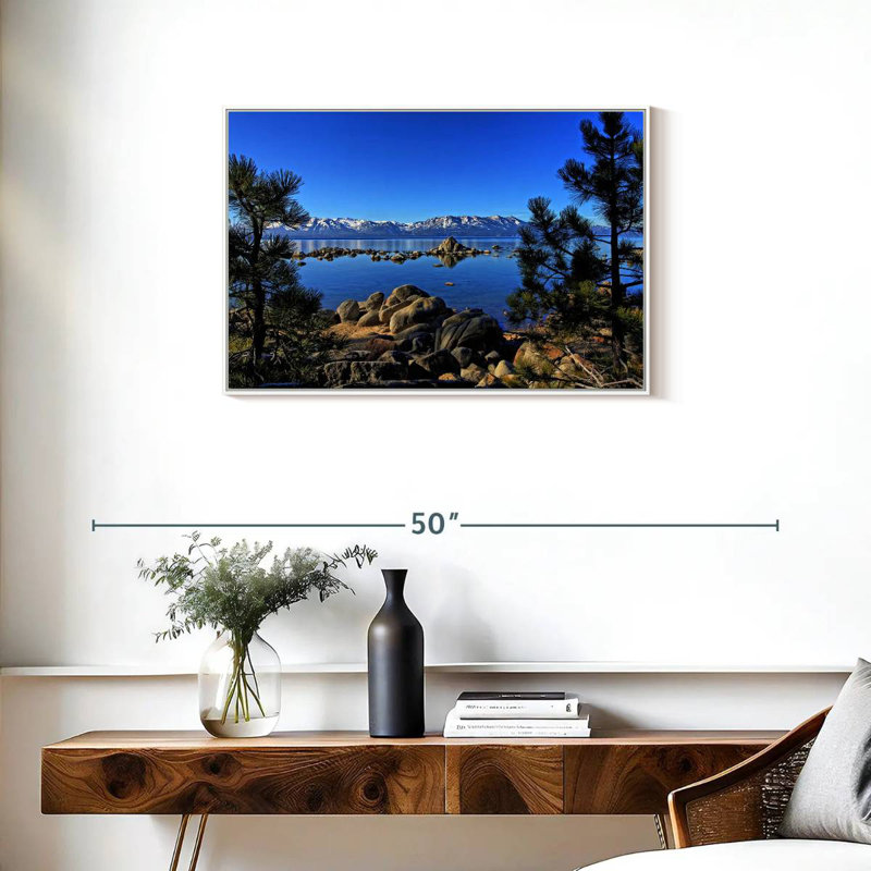 Lac Tahoe depuis l'anse Zephyr, Cadre flottant blanc, 31 po x 21 po