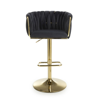 Azelia Swivel Upholstered Adjustable Height Counter Stool with Metal Frame