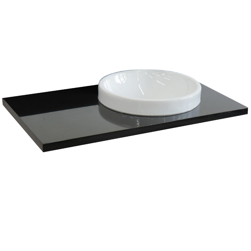 Plateau de meuble-lavabo simple 37 po avec lavabo, Granite noir Galaxy