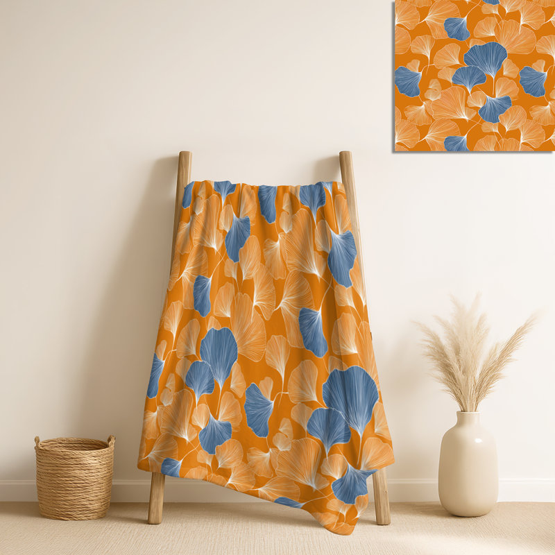 Coquillages de plage - couverture chaude abstraite, jeté douillet, Orange/Blue Nautical & Beach 2
