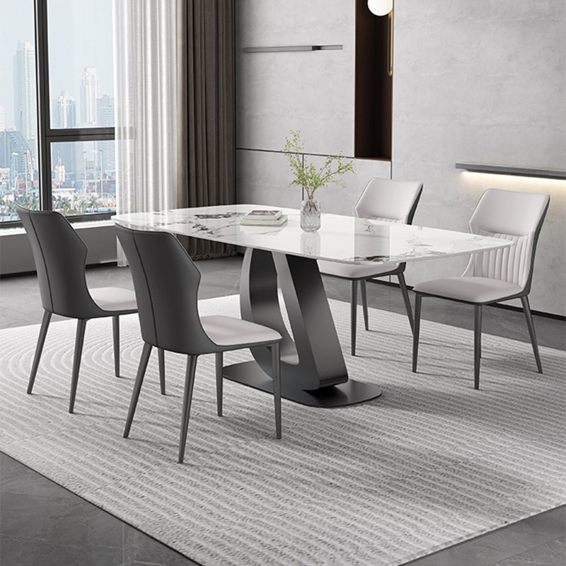 Minimalist modern rectangular dining table set, 29.5"H x 55.1"L x 31.5"W