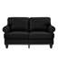 Fauteuil American Classic 59,5 pouces en cuir de vachette noir, accoudoirs ronds cloutés, structure en bois massif, coussin d'assise en mousse haute densité, housse amovible, rangement intégré sous l'accoudoir et ressorts en contreplaqué
