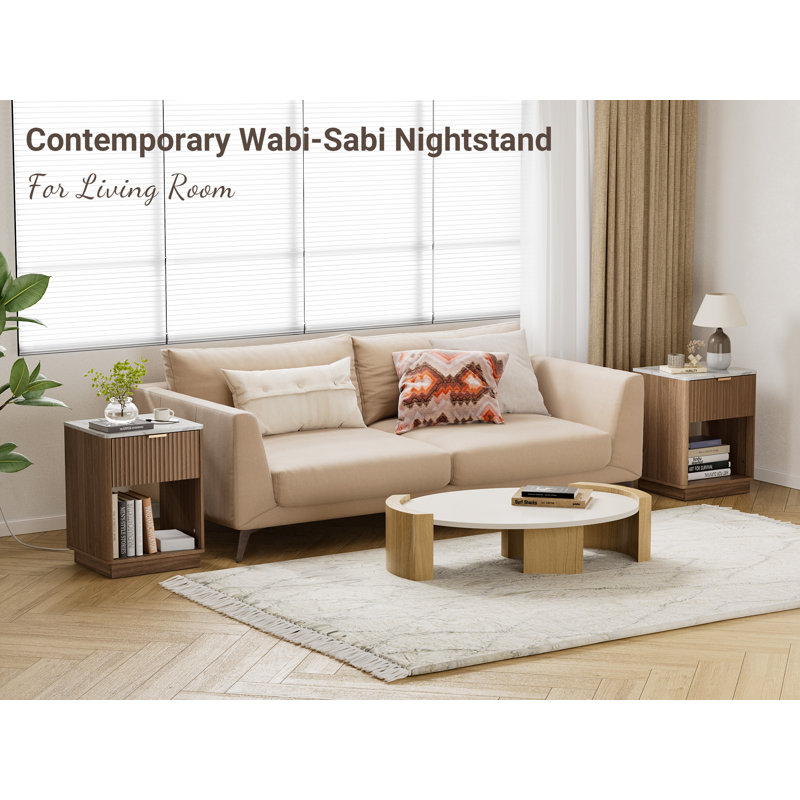 Schaitman 18''W Wood Nightstand Set with Outlets (2)