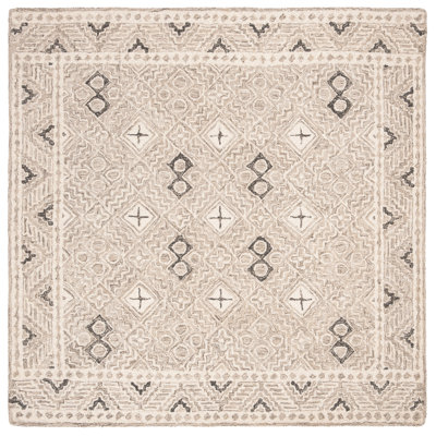 Devlin Hand Tufted Wool/Cotton Southwestern Rug in Grey/Ivory