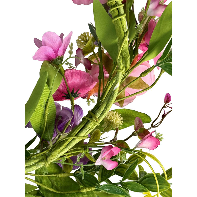 Couronne florale artificielle rose 22 pouces