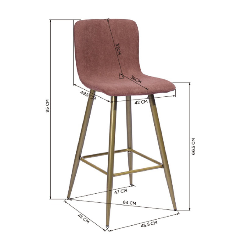Fuhrman Upholstered Counter Stool with Metal Frame, Rose