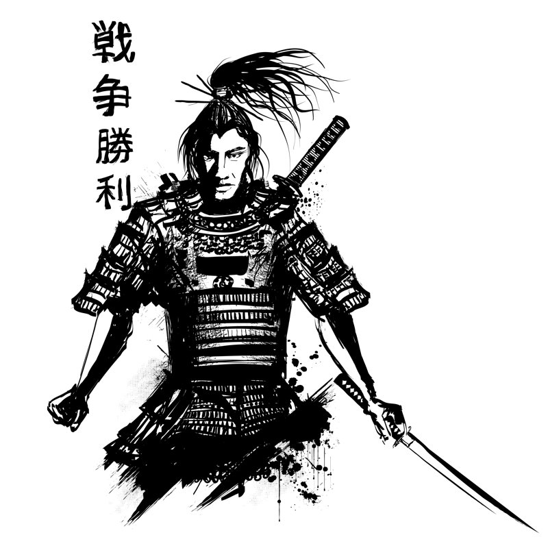 Camouro Samourai japonais sur toile, impression, H 12 po x l 12 po