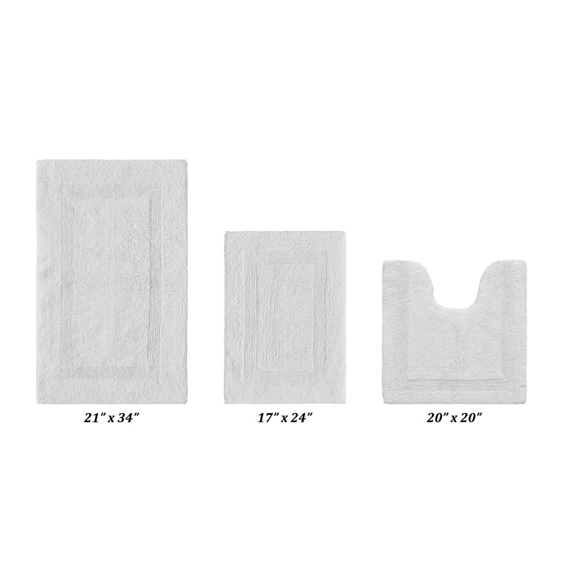 Annerose Premium 100% Cotton 3 Piece Bath Rug Sets, Machine Washable, Super Absorbent & Tufted Weave Reversible Bath Mat for Bathroom, Shower, and Tub, Oeko-Tex Certified Bathroom Rugs