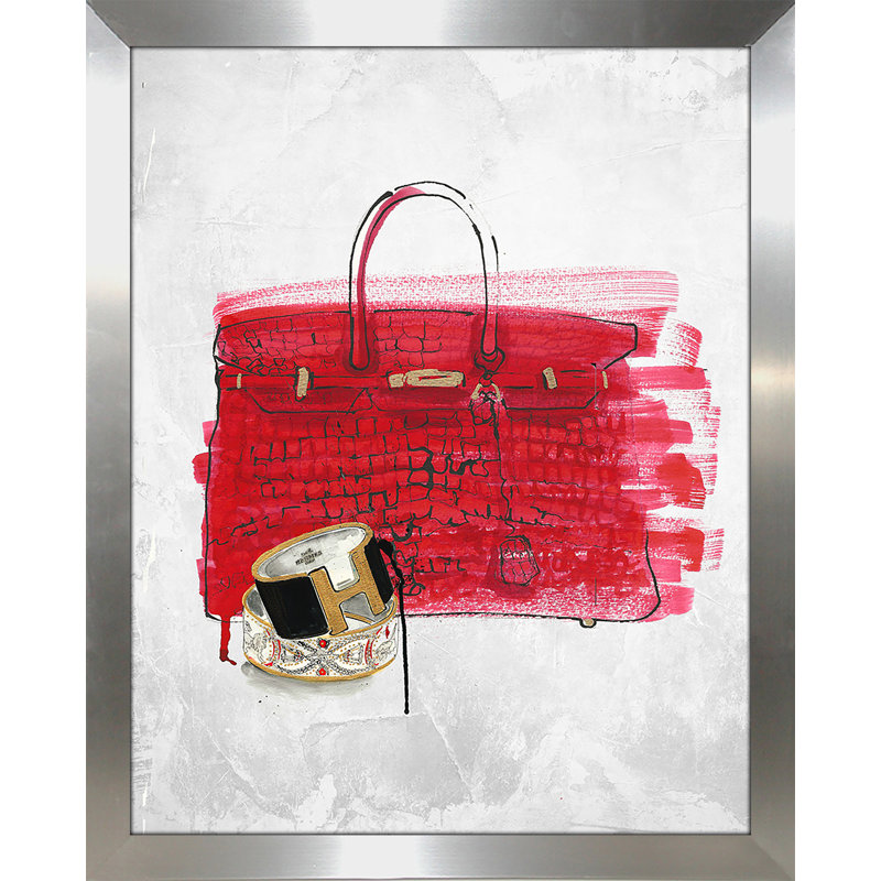 «Purse 1», impression sur toile, H 21,5 po x l 17,5 po x P 1 po, Papier avec cadre argenté
