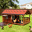 Maison de jeu en pin et bois de pin carbonisé pour parc, conception résistante aux intempéries-101453724