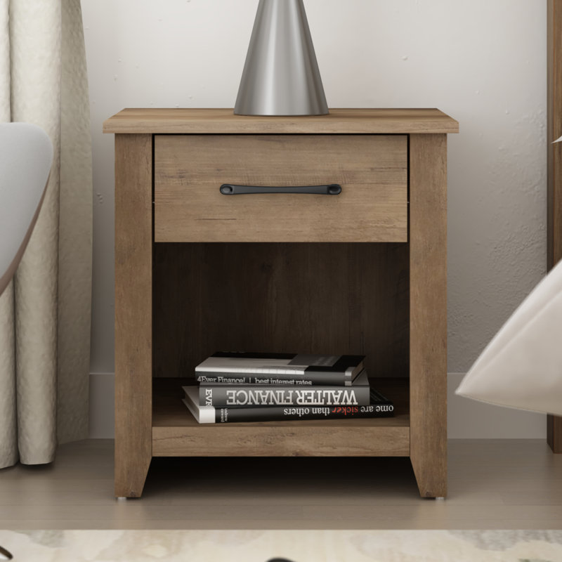 Walter 20.3" 1 Drawer Nightstand, Knotty Oak