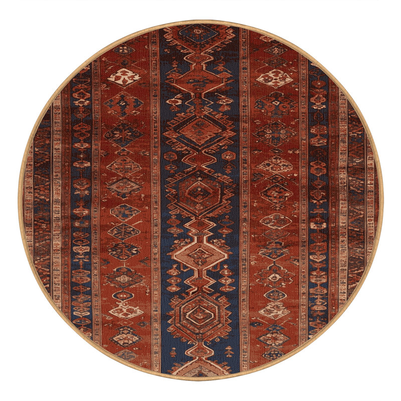 Tapis brun lavable à la machine, Rond 7 pi