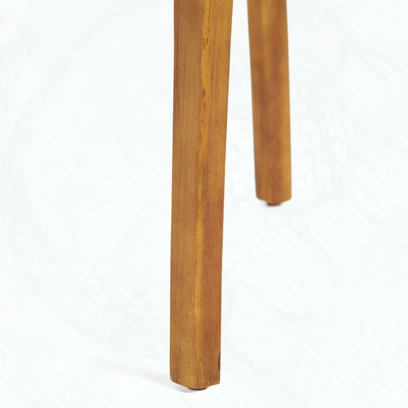 Acacia Wood Dining Chairs with Wicker Seats, Set of 2