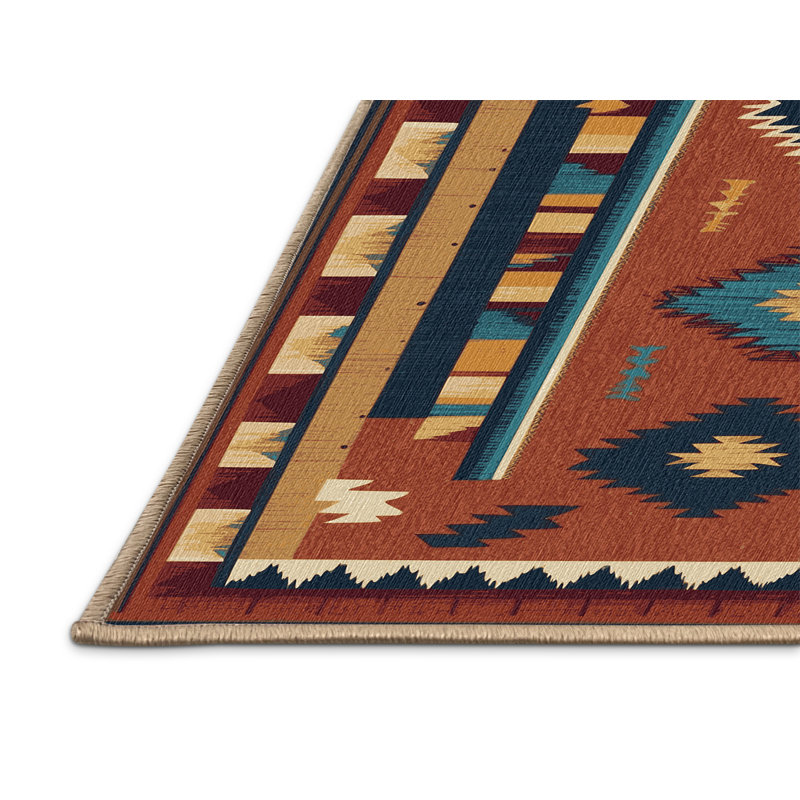  Tapis de style cowboy rétro lavable, Rectangulaire 8 pi x 10 pi
