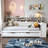 Wooden Daybed with Storage Shelves, Trundle Bed, and Integrated Study Desk for Compact Spaces-350183944
