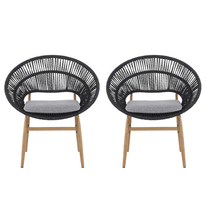 Cyril Outdoor Wicker Papasan Style Dining Chair, Set Of 3