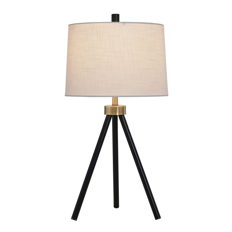 Steel Table Lamp - Werth Gold & Black - White Shade