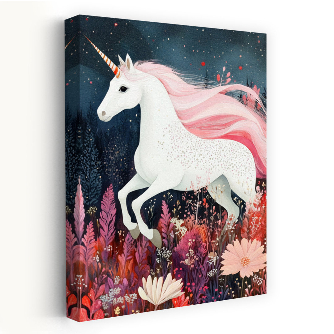 Enchanted Forest Unicorn Ethereal Vibrant Whimsical Animal Forest Wall Art Print