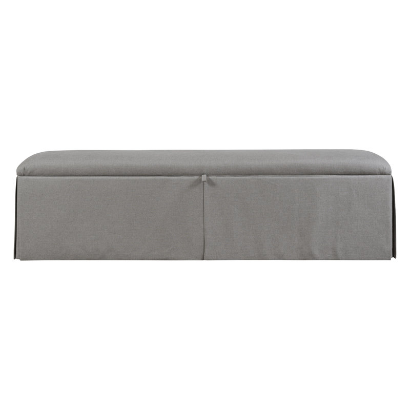 Banc de rangement à couvercle rabattable Ryan, Gris, H 21 po x l 54 po x P 18 po, Brun clair