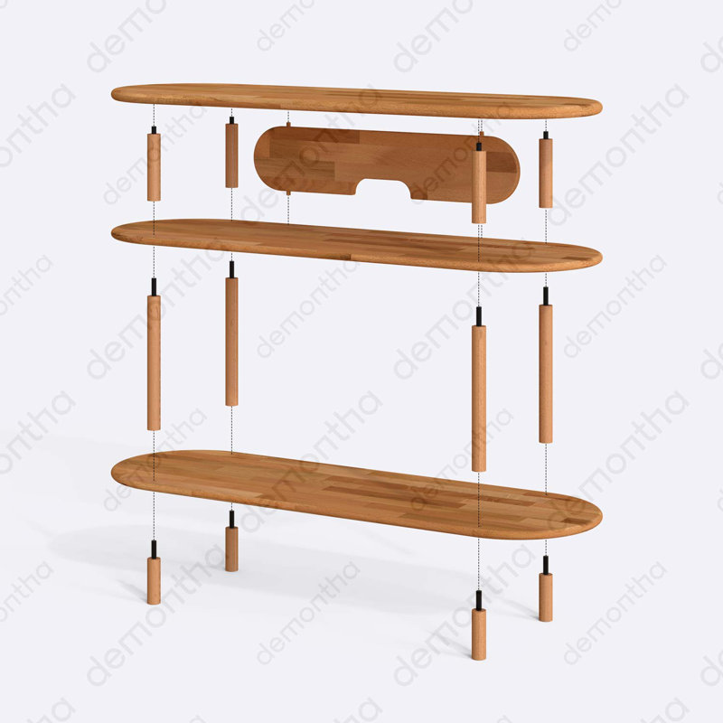 Meuble télé Athens avec rangement ouvert, console média minimaliste en bois de hêtre massif pour le salon, 47.2"
