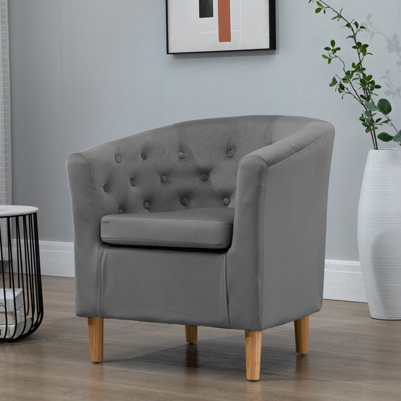 Tarbes Velvet Barrel Chair, Dark Grey