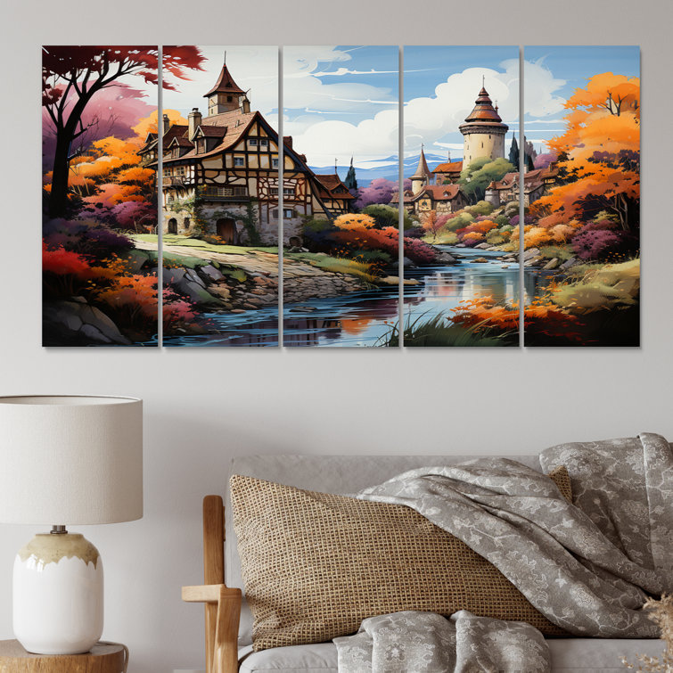 DesignArt French Medieval Village In Alsace I On Canvas 5 Pieces Print ...
