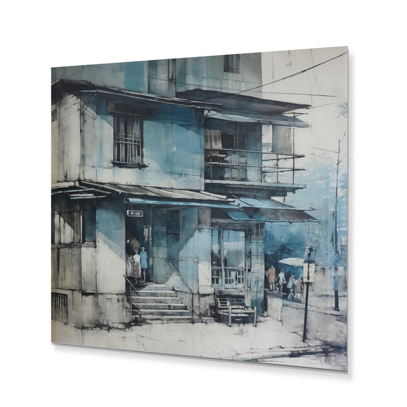 Hommages artistiques bleus et gris à l'époque Art déco, H 36 po x l 36 po x P 1 po
